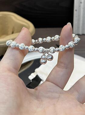 ESEELMI 纯银手链小众可爱女生日礼物弹力绳叠戴手串简约百搭小众