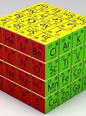 化学元素创意礼物化学元素周期表实物摆件立方体水晶创意图案魔方
