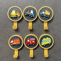 Cartoon Cute Little Car Hook Children Towel Small Hat Sticky Hook Free to punch bathroom No mark wall hanging key