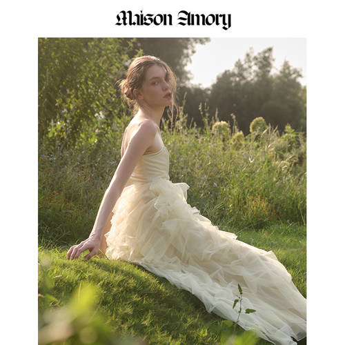 【季末折扣】Maison Amory柠檬黄及踝连衣裙 - 图2