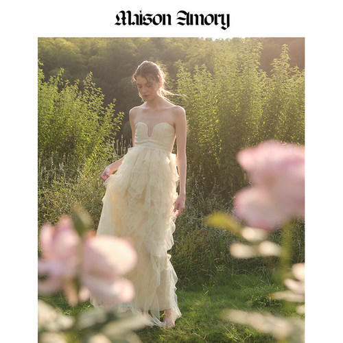 【季末折扣】Maison Amory柠檬黄及踝连衣裙 - 图0