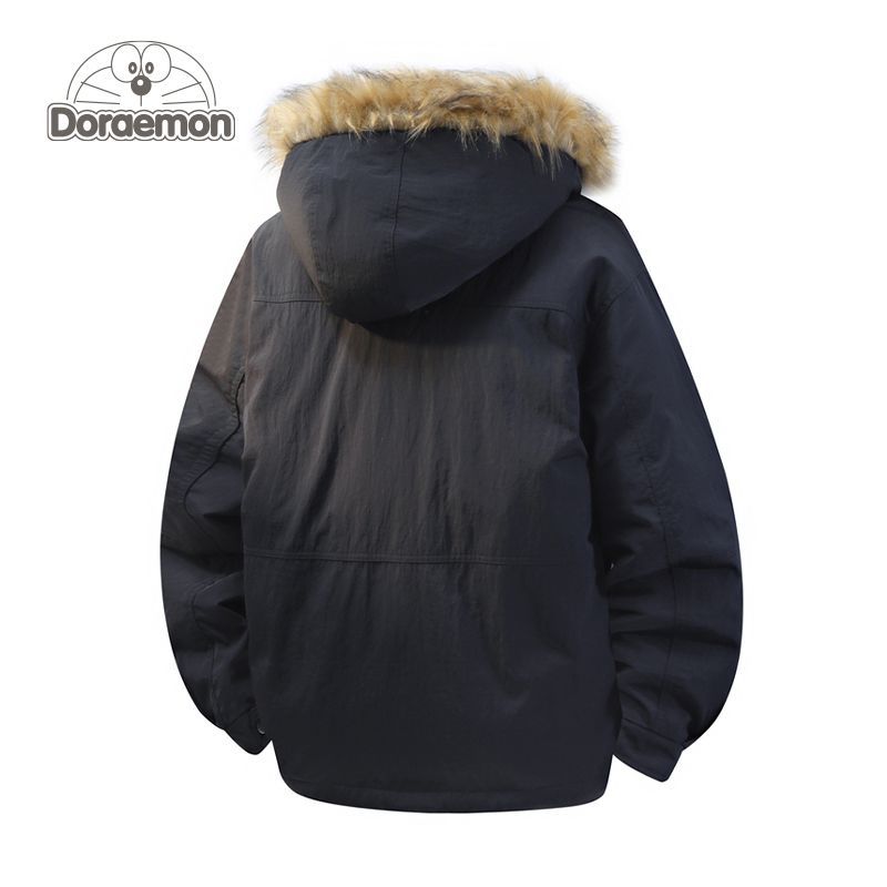 哆啦A梦美式连帽羽绒服鸭绒宽松冬季休闲加厚保暖防寒情侣外套潮 - 图1