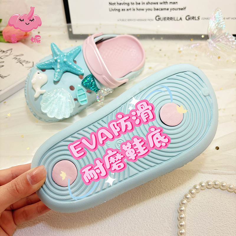 女童小公主拖鞋凉鞋夏款2025爆款女孩海边风洞洞鞋洗澡防滑可外穿 - 图2