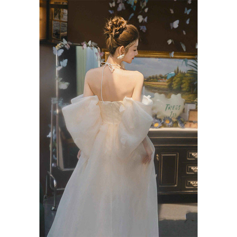 仙女风抹胸轻婚纱2025新款白色晨袍网纱出门纱超仙在逃公主高级感,淘宝优惠券,粉丝福利购,淘宝优惠卷