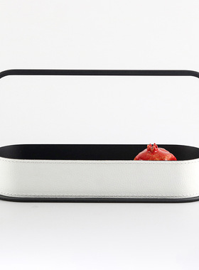 现代轻奢皮革提篮装饰摆件新中式