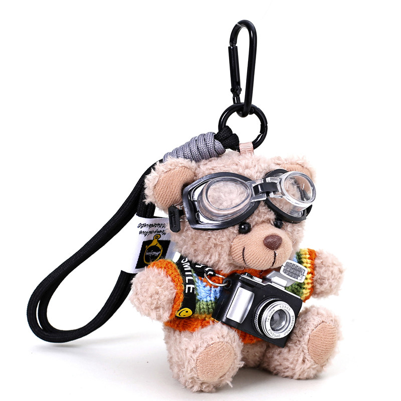 可爱闪光相机小熊毛绒玩偶玩具书包包挂件情侣礼物创意钥匙扣公仔,淘宝优惠券,粉丝福利购,淘宝优惠卷
