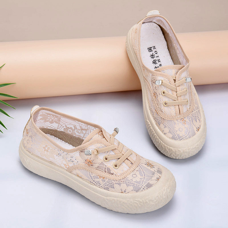 夏季老北京布鞋女网鞋透气蕾丝妈妈鞋浅口平底女士网面休闲渔夫鞋,淘宝优惠券,粉丝福利购,淘宝优惠卷