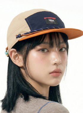 复古拼色平檐棒球帽女显脸小