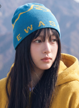 美式复古山脉提花针织保暖冷帽