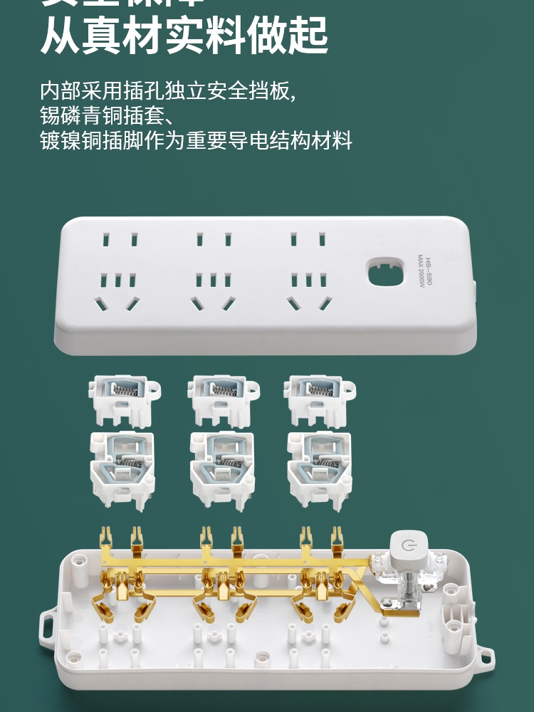 带线插线板延长线插座插排多孔拖线板排插家用办公接线板 - 图0