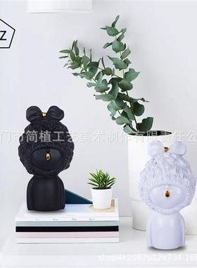 Nordic golden mouth curly hair girl resin home furnishings