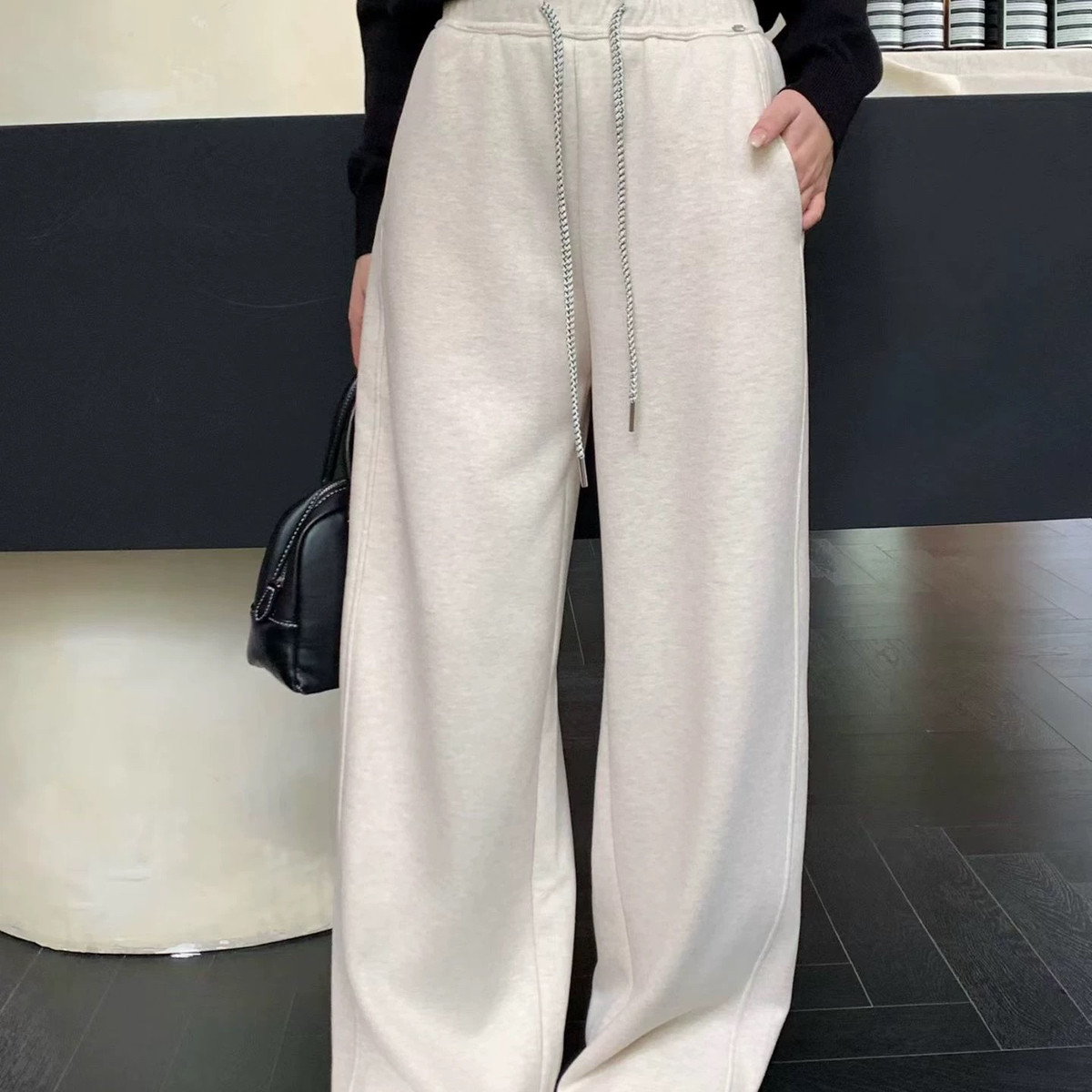 云朵设计米裤窄版阔腿裤休闲长裤加绒加厚休闲裤（含2羊毛）26873,淘宝优惠券,粉丝福利购,淘宝优惠卷