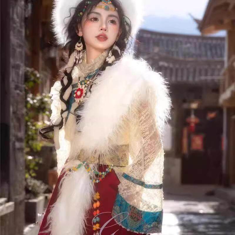 出租春夏秋冬季藏族服装新款藏袍少女民族舞蹈演出服三月三旅拍服,淘宝优惠券,粉丝福利购,淘宝优惠卷