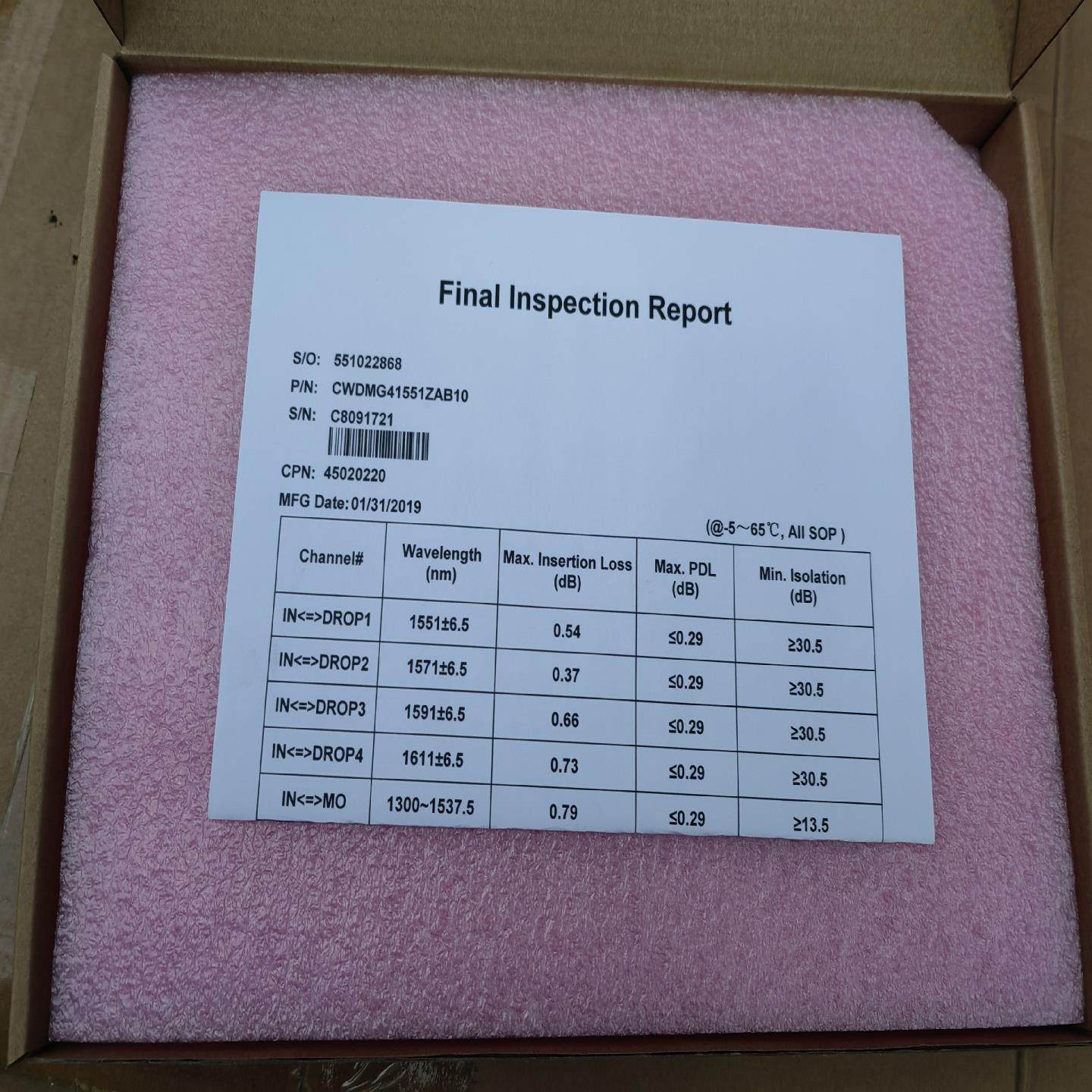 （设备配件）OPLINK CWDMG41551ZAB10  C80917 - 图3