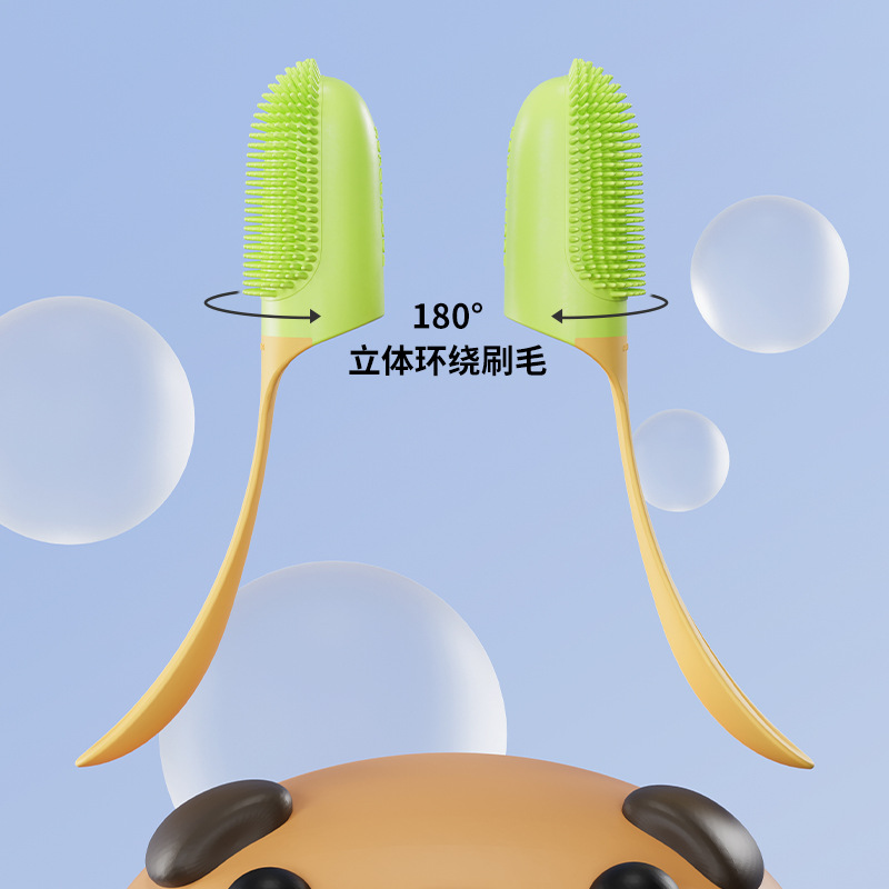怪兽宝贝猫咪狗狗硅胶刷牙神器手指套软毛除口臭可食用清洁牙结石 - 图2