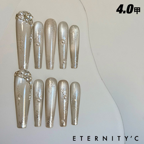 C+冰川极光 亚文化新款欧美小众高级重工超长轻奢美甲穿戴甲手工 - 图0