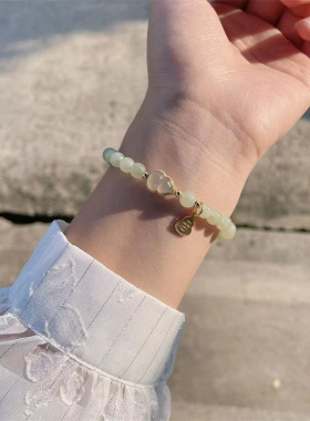 推荐和田玉珠子手链女心意禄镶玉葫芦古风翡翠转手串