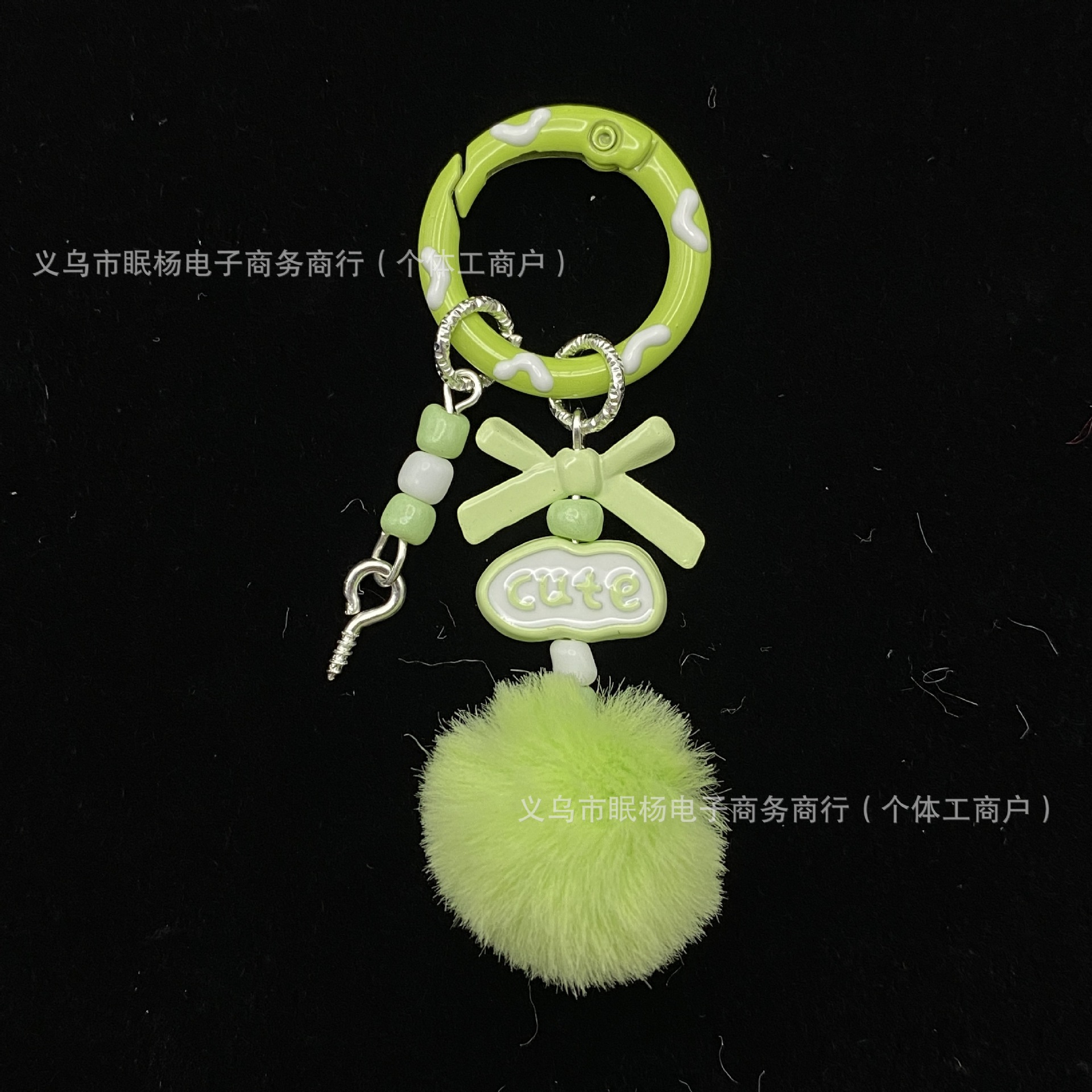 新款彩色毛球手工钥匙扣手机链diy字母盲盒萌粒挂件串珠包包挂饰 - 图2