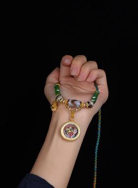 西藏珠唐卡佛牌手搓棉绳吊坠