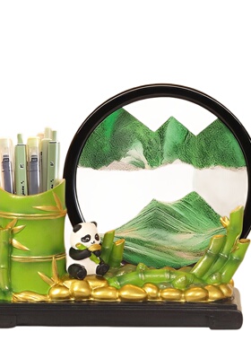 新款家居装饰创意沙漏摆件感摆台客厅办公桌面收纳笔筒流沙画