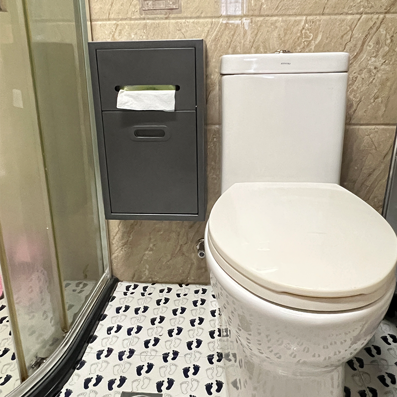不锈钢壁挂式收纳柜置物架明装厕所卫生间马桶旁垃圾桶纸巾架纸篓 - 图1
