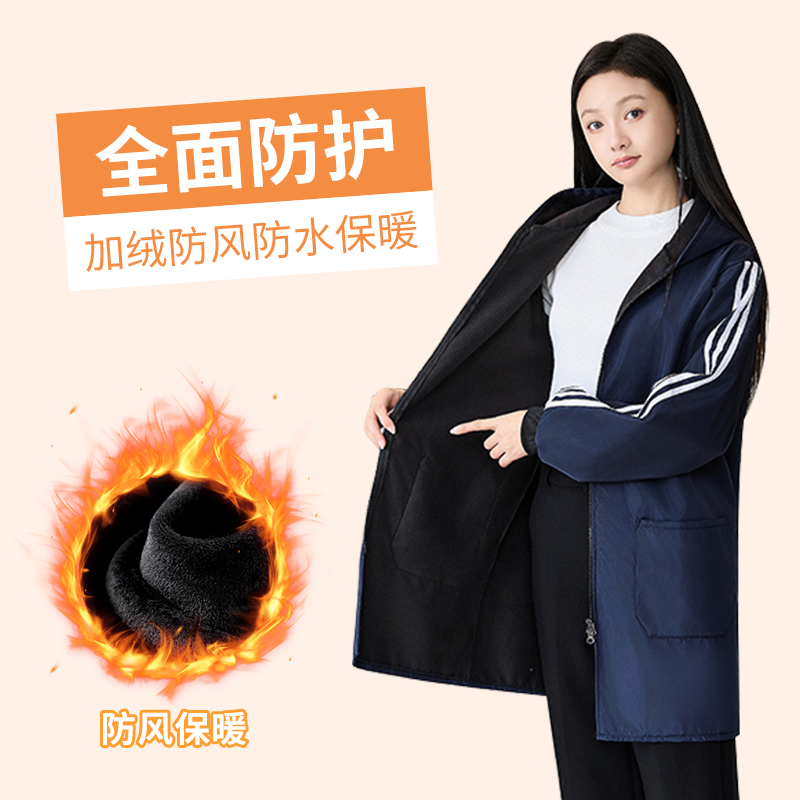 加绒罩衣成人加厚防水长袖工作服大褂男女款冬季家用厨房做饭围裙