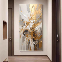 Hand Painted Oil Painting Flow Gold Abstract Genguan Decoration Painting Modern Light Lavish Corridor Aisle Background Wall Large Gold Leaf Mural Painting