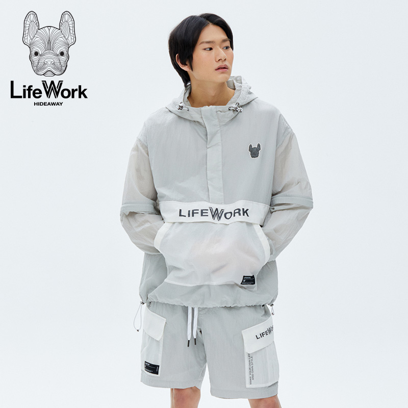 lifework2024新款连帽卫衣春夏宽松拼色款时尚休闲韩版男上衣薄款-图0