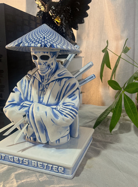 Mighty Jaxx斗笠骷髅武士香炉nbhd日潮陶瓷家居摆件装饰品香薰炉