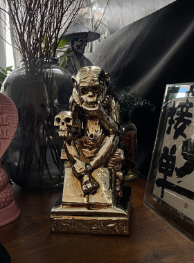 NEIGHBORHOOD电镀猴子香炉摆件NBHD骷髅头日式陶瓷家居香薰炉现货