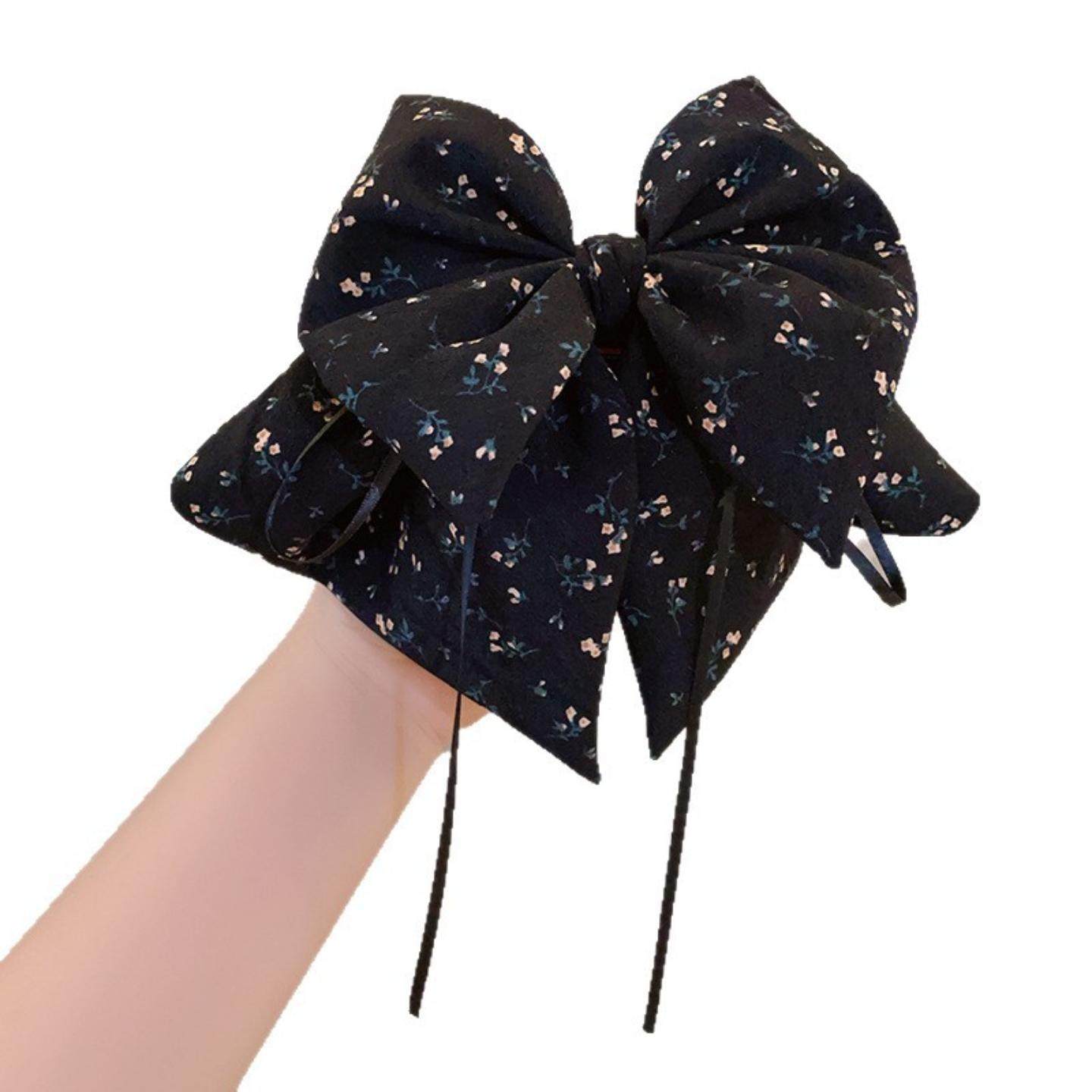 麦致碎花蝴蝶结飘带抓夹气质百搭复古温柔后脑勺盘发半扎发夹发饰,淘宝优惠券,粉丝福利购,淘宝优惠卷