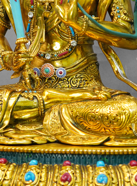 紫金莲尼泊尔工艺藏传密宗真金色虚空藏菩萨精工纯铜手工錾刻