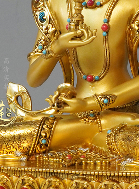 紫金莲尼泊尔西藏工艺半彩真金金刚萨埵藏传密宗纯铜手工錾刻