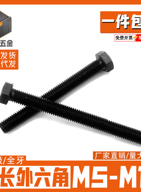 8.8级加长全牙外六角螺栓/高强度全丝全扣螺丝杆M5M6M8M10M12-M30