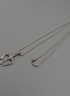 一页出品欧美三叉戟吊坠项链