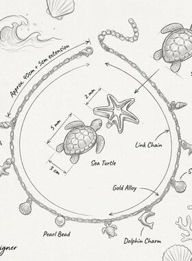 欧美跨境新款波西米亚度假风海星贝壳项链 海边沙滩百搭海豚项链