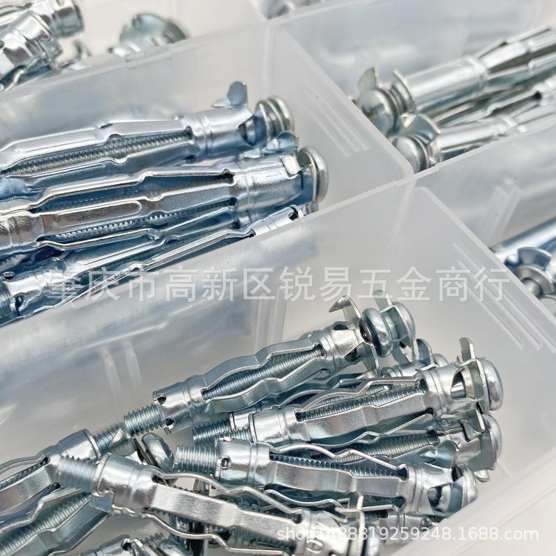 48pcs盒装 镀锌内空/空心膨胀螺栓空心墙锚铆钉螺丝M4/M5/M6规格 - 图0
