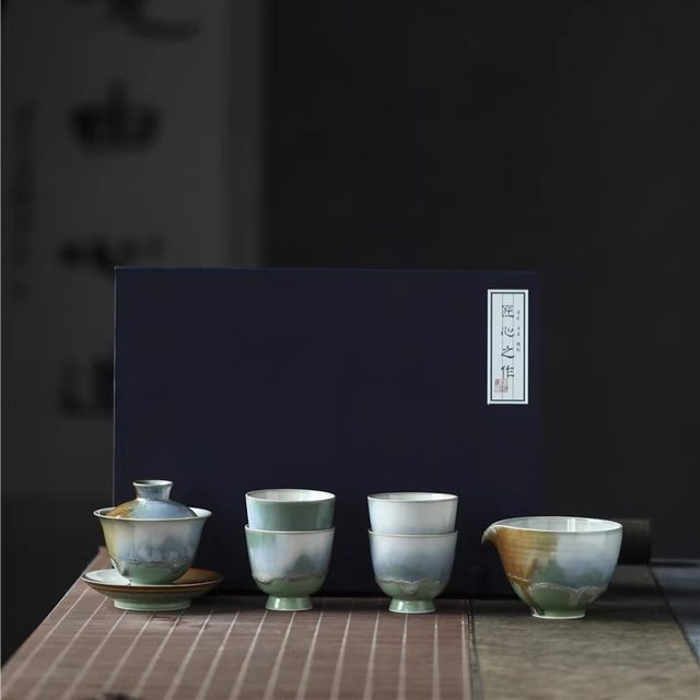 Jingdezhen pure handmade kiln turned Aurora Sancai bowl ceramic tea cup Kung Fu tea set 2026 new style