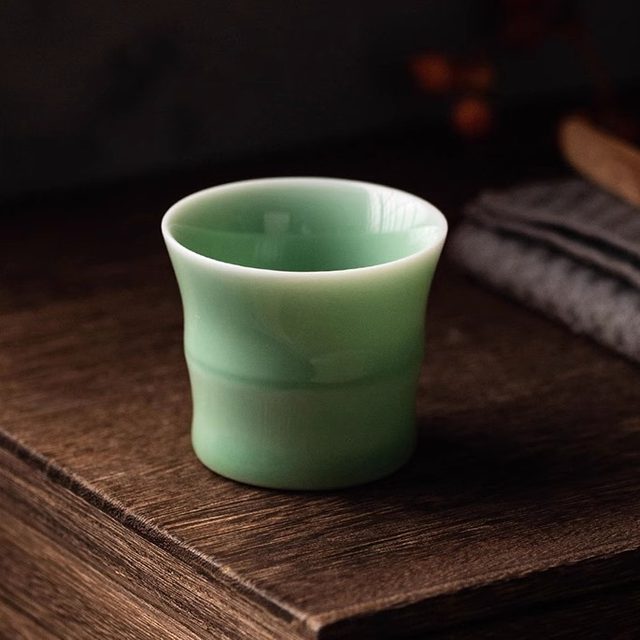 Handmade celadon bamboo master cup, high-end personal Kung Fu tea cup for men and women, single cup, fragrant tea set