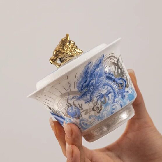 360 mutton-fat jade Dehua white porcelain three-capacity bowl single high-end household ceramic Kung Fu tea set for making tea