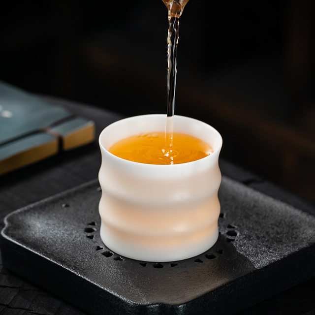 Ice mutton fat jade white porcelain tea cup master cup single cup ceramic kung fu tea cup personal high-end