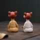 Purely handmade high-end purple sand tea pet meditating cat lucky cat small ornaments boutique can raise tea set tea play decorations