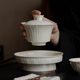 Ding kiln white high-end ceramic three-capacity bowl tea cup set white porcelain Kung Fu tea set large bubble tea bowl single non-hot