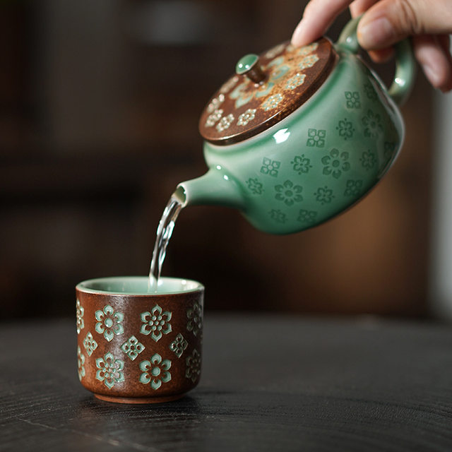 Dunhuang Fengbaoxianghua Kungfu tea set teapot teacup set household high-end light luxury 2025 new style special for making tea