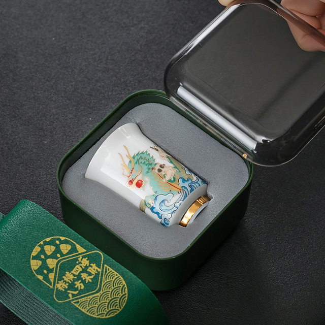 Enamel 999 sterling silver ceramic gilt master tea cup single cup tea cup Kung Fu small tea cup personal use high-end