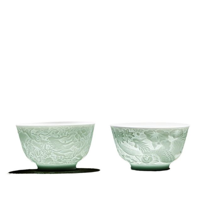 Jingdezhen Shadow Qinglongfeng Master Cup Single Cup Ceramic Couple Cup Personally Used High-end Teacup Kung Fu Tea Set