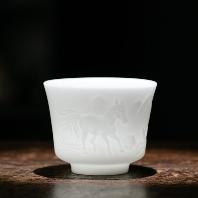 High-end mutton-fat jade white porcelain twelve zodiac master cup single cup high-end ceramic Kung Fu tea cup for personal tea tasting