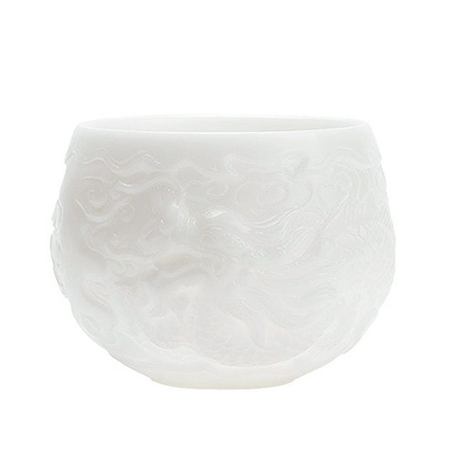 High-end ice suet jade Kung Fu tea cup master cup single cup men's tea cup white porcelain ceramic cup for gift giving