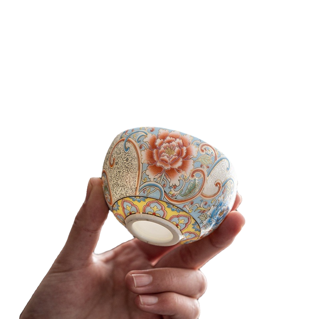 Enamel handmade filigree silver Arhat master cup single cup high-end tea Kung Fu tea cup for men and women.