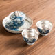 Blue and white porcelain gilt silver three-capacity bowl, tea bowl, tea cup, single high-end Kung Fu tea set, high-end, non-hot
